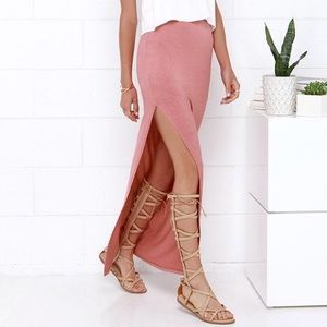 MAXI SKIRT - DUSTY ROSE, THIGH-HIGH SLIT